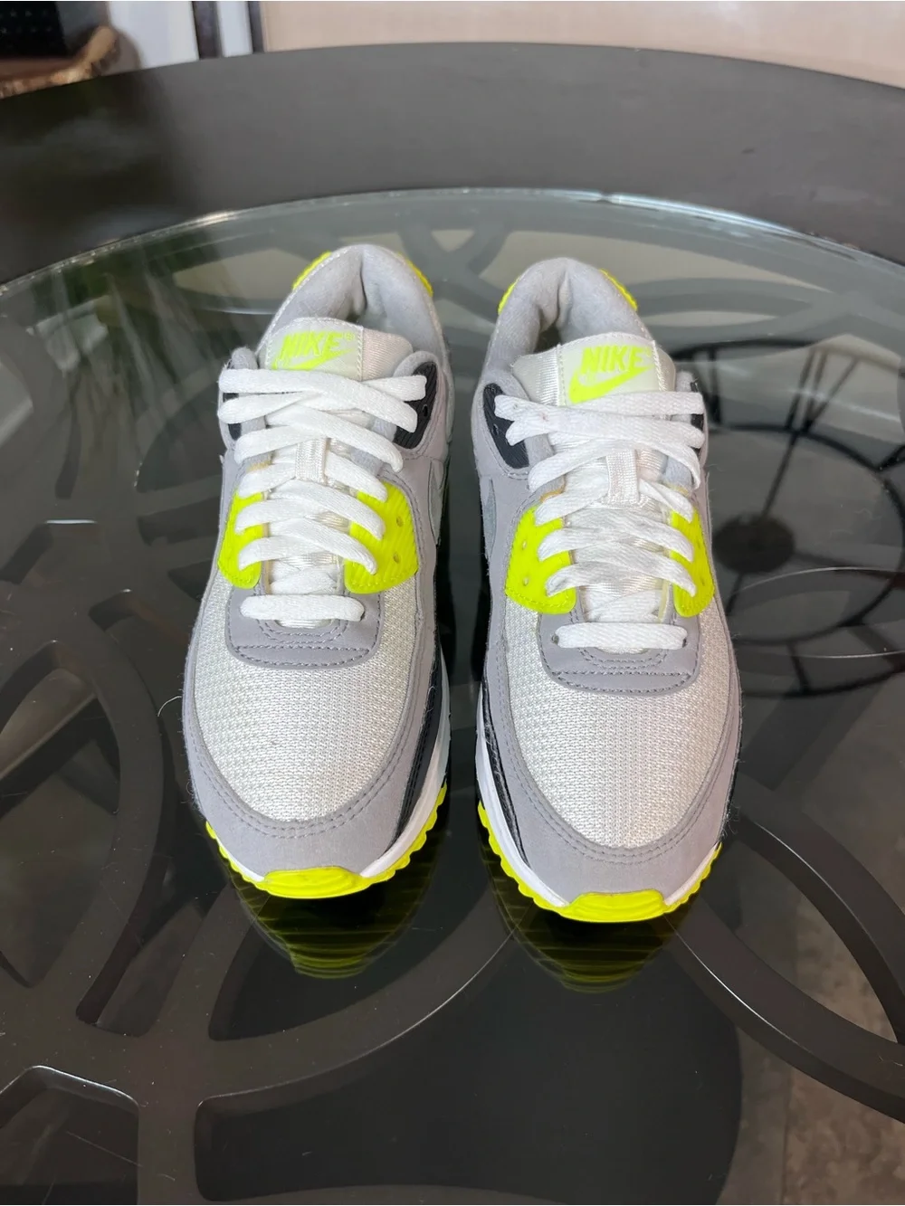 Nike Air Max 90 Shoes Womens Size 8 Gray Volt Colorblock Running